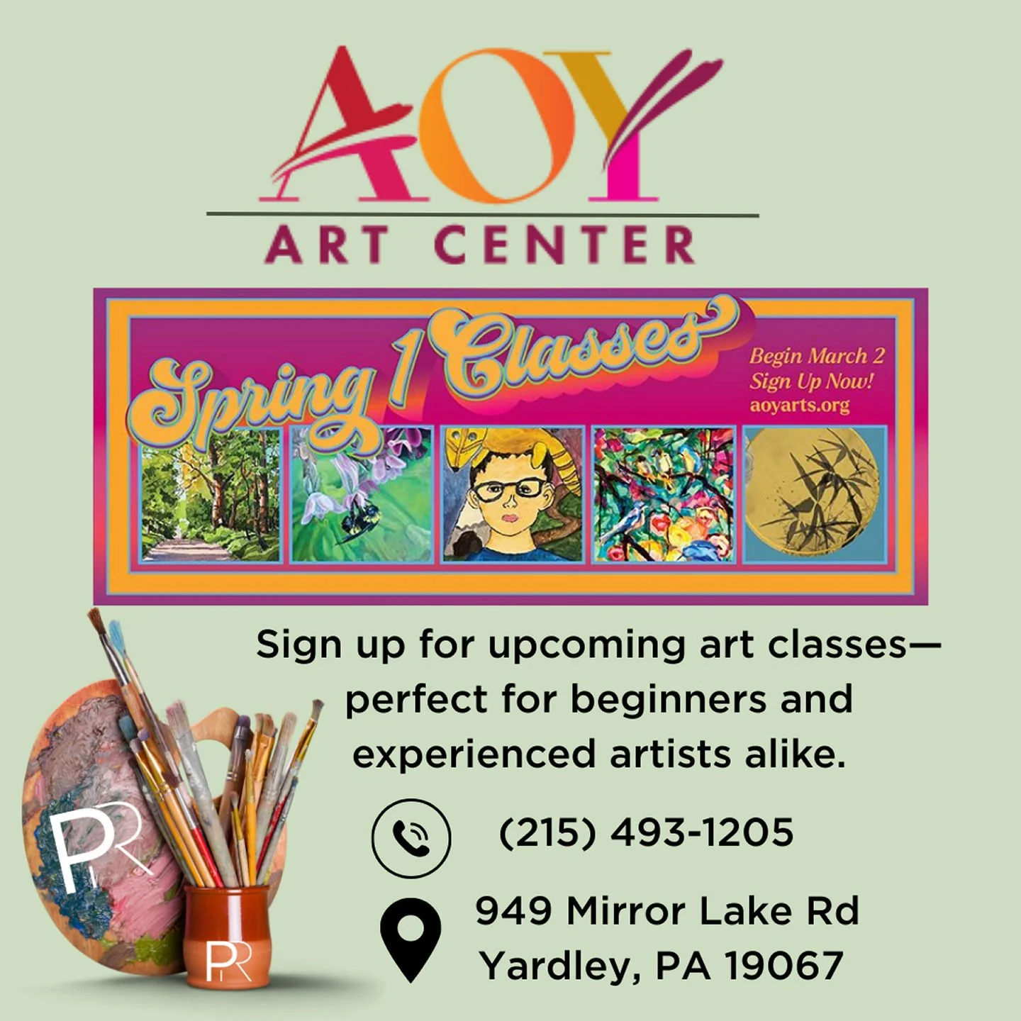 🌸✨ Spring is in full bloom at AOY Art Center! ✨🌸

Calling all creatives in Yardley and the surrounding community &mdash; it&rsquo;s time to refresh your inspiration this season!  Spring sessions are now enrolling &mdash; spots fill quickly!

🎨 Pai