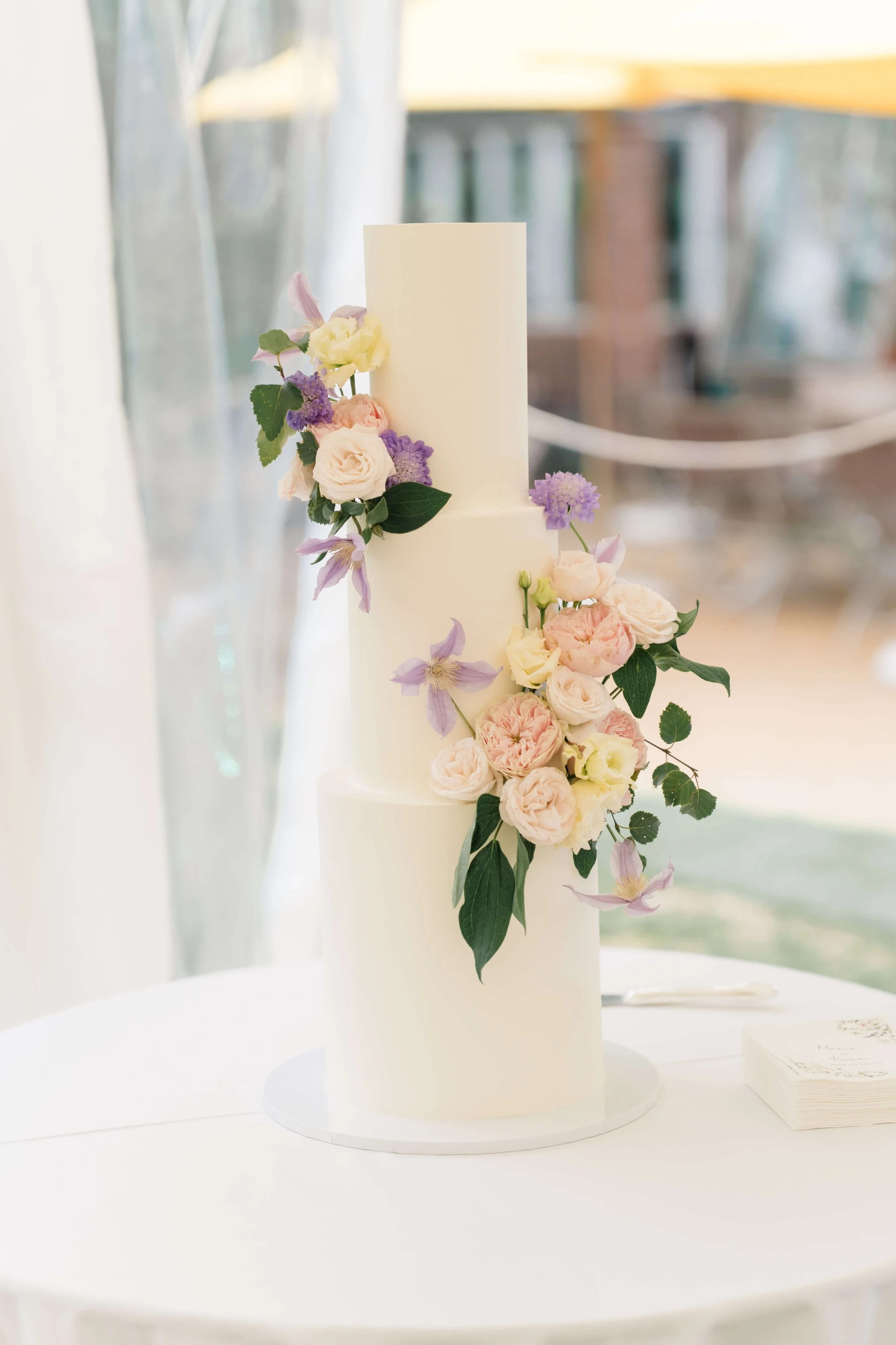 A Floral Summer Wedding Cake at Chelsea Physic Garden, West London