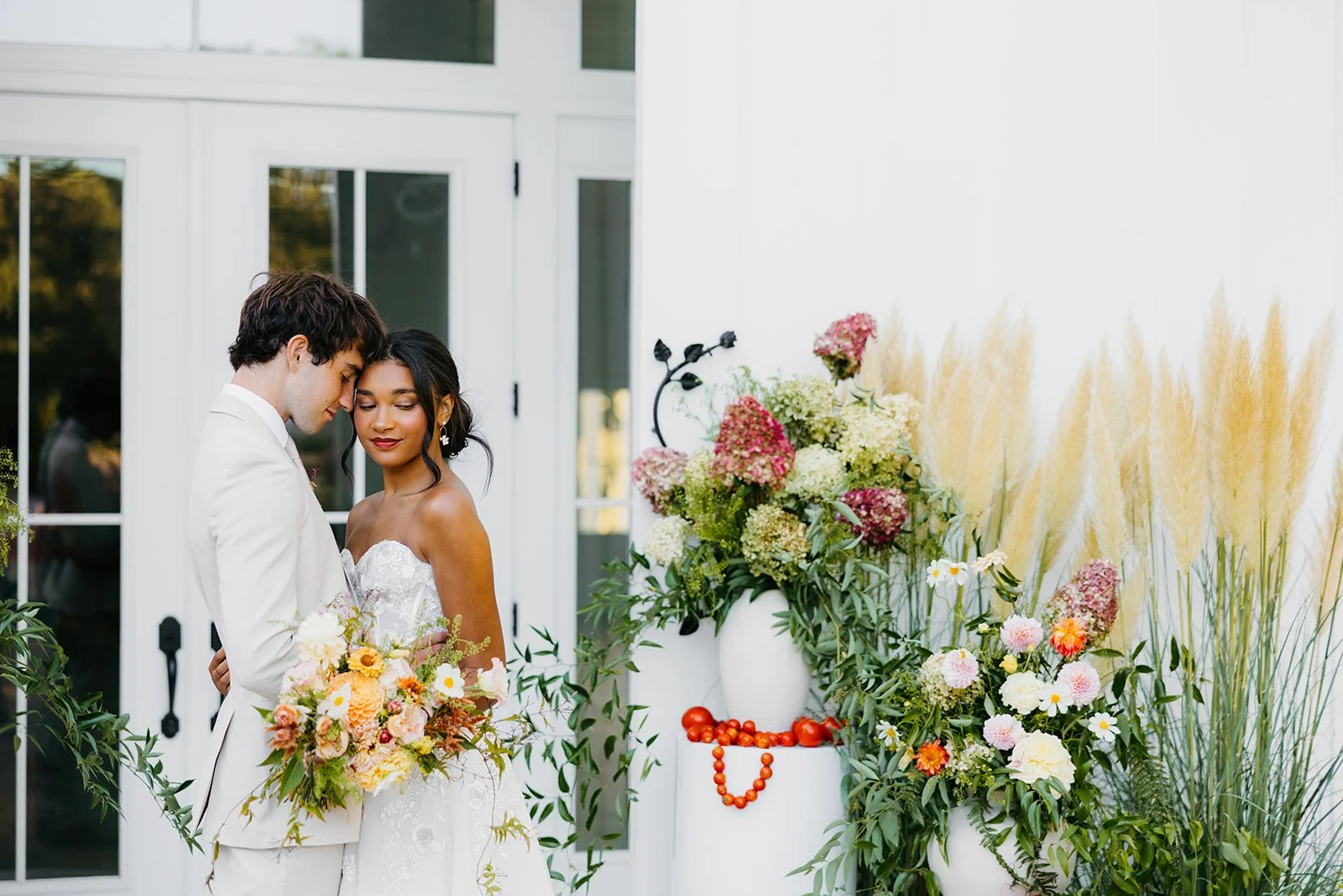 Custom wedding floral installation by Indianapolis wedding florist Flora + Flame Design