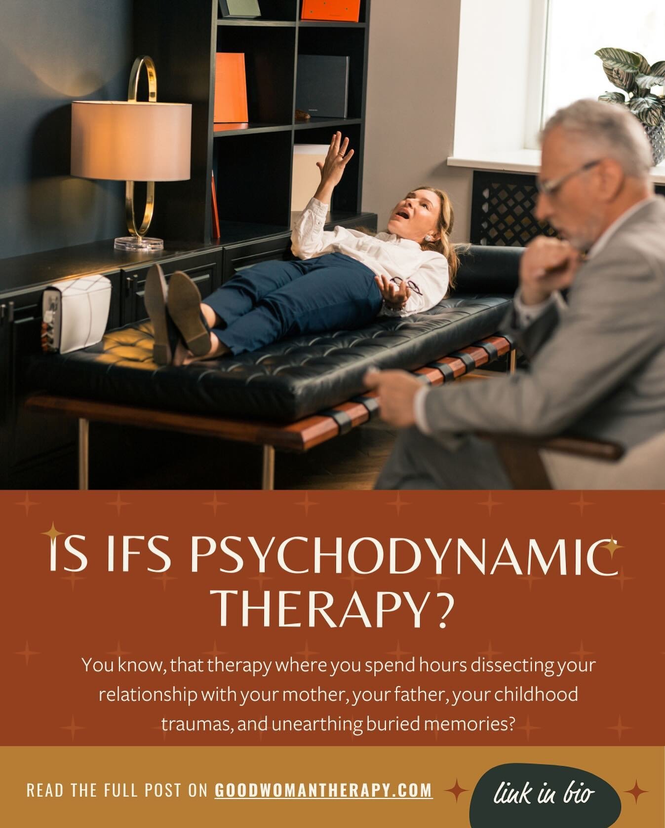Is IFS therapy that whole &ldquo;psychodynamic&rdquo; thing? You know, that therapy where you spend hours dissecting your relationship with your mother, your father, your childhood traumas, and unearthing buried memories? 

Not quite. 

Instead, it&r