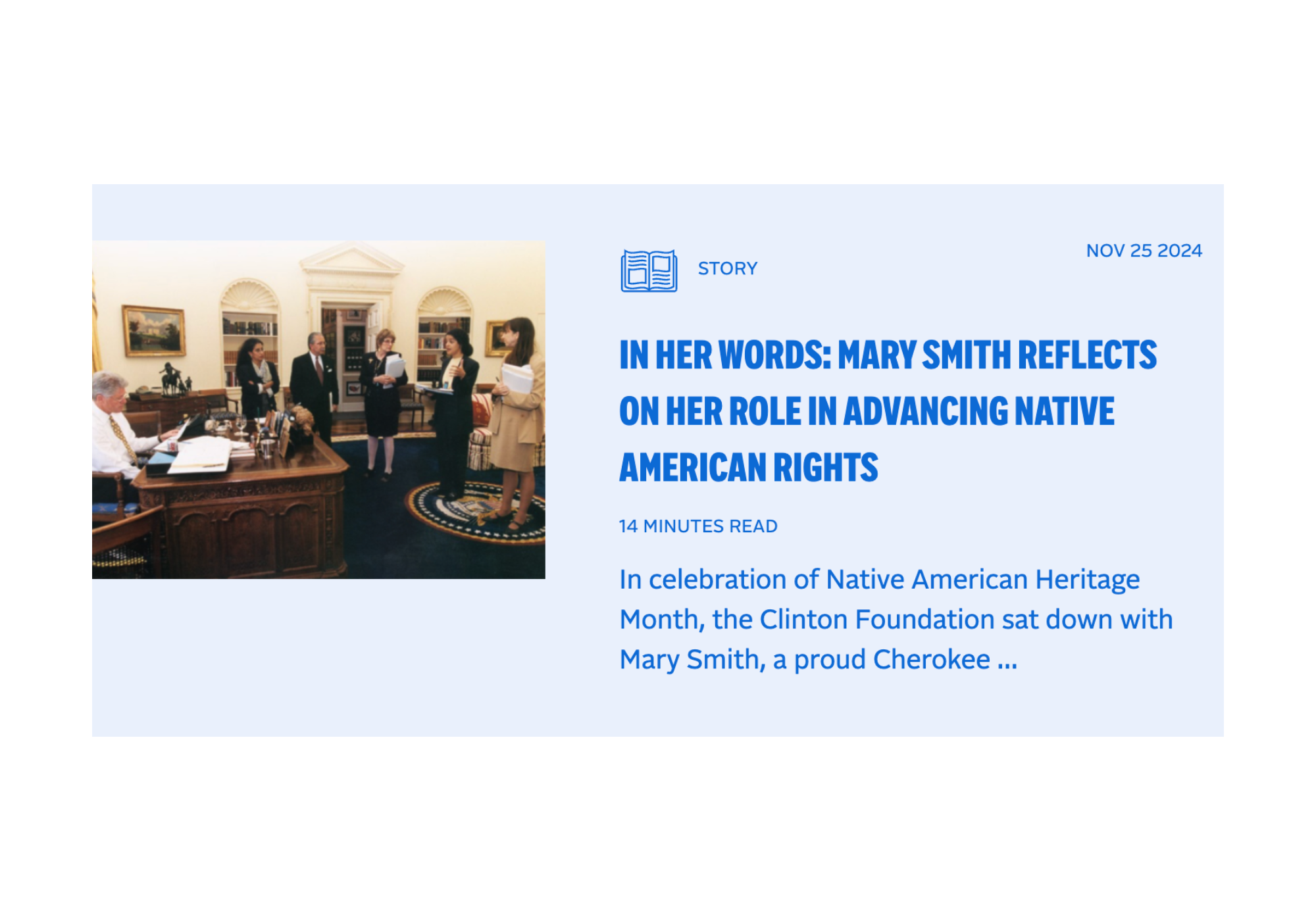 Interview with Mary Smith, Associate Counsel to the President and former Associate Director of Policy Planning under President Clinton.