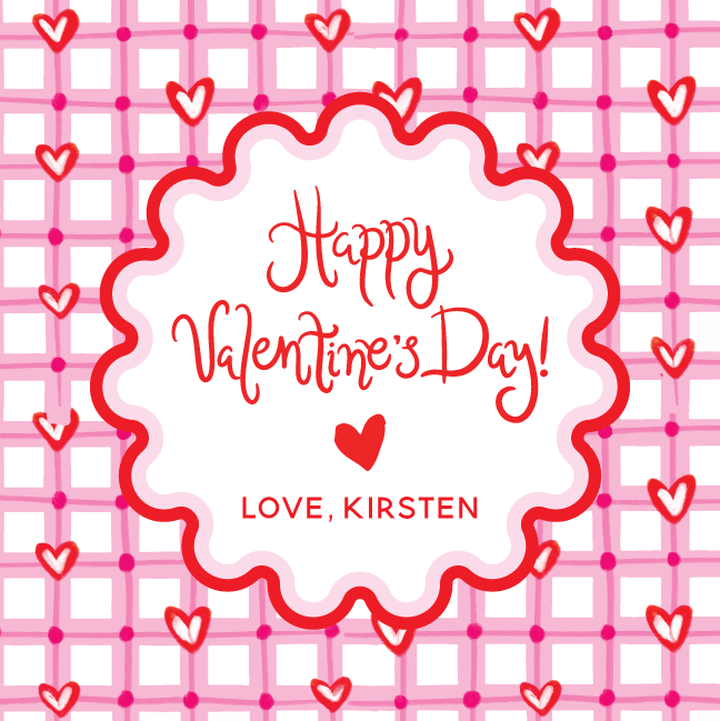 Heart Gingham Gift Tag - PINK