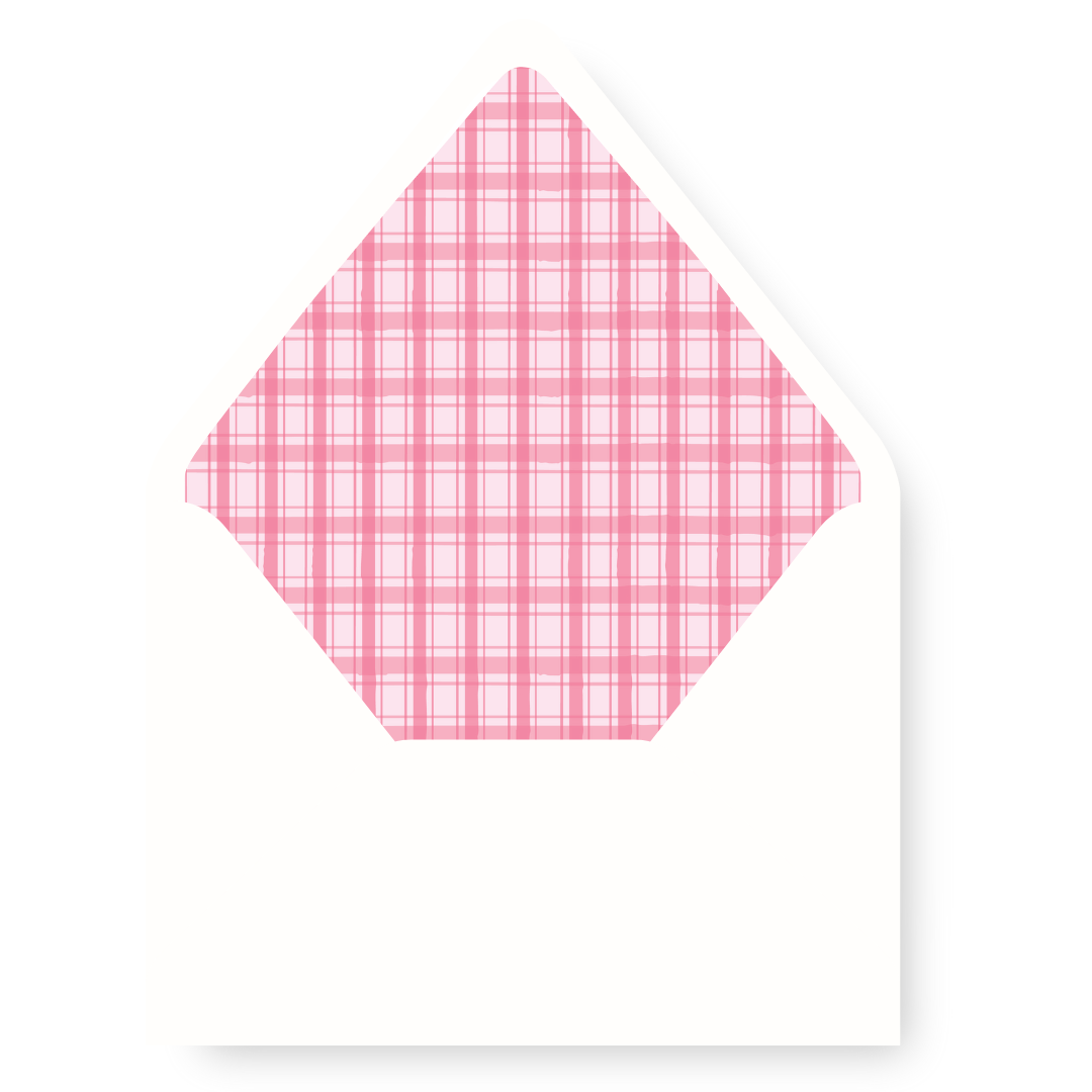 Merry Merry Scallop & Gingham RED/PINK Envelope Liner - PINK
