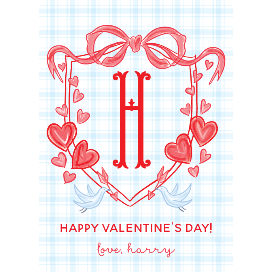 Valentine's Crest Gift Tag - BLUE