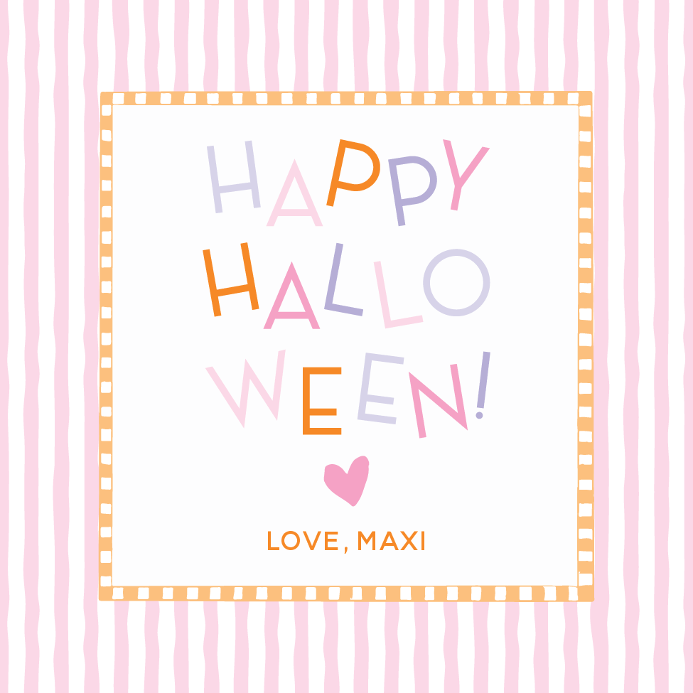 Funky Letters Happy Halloween Gift Tag - PINK