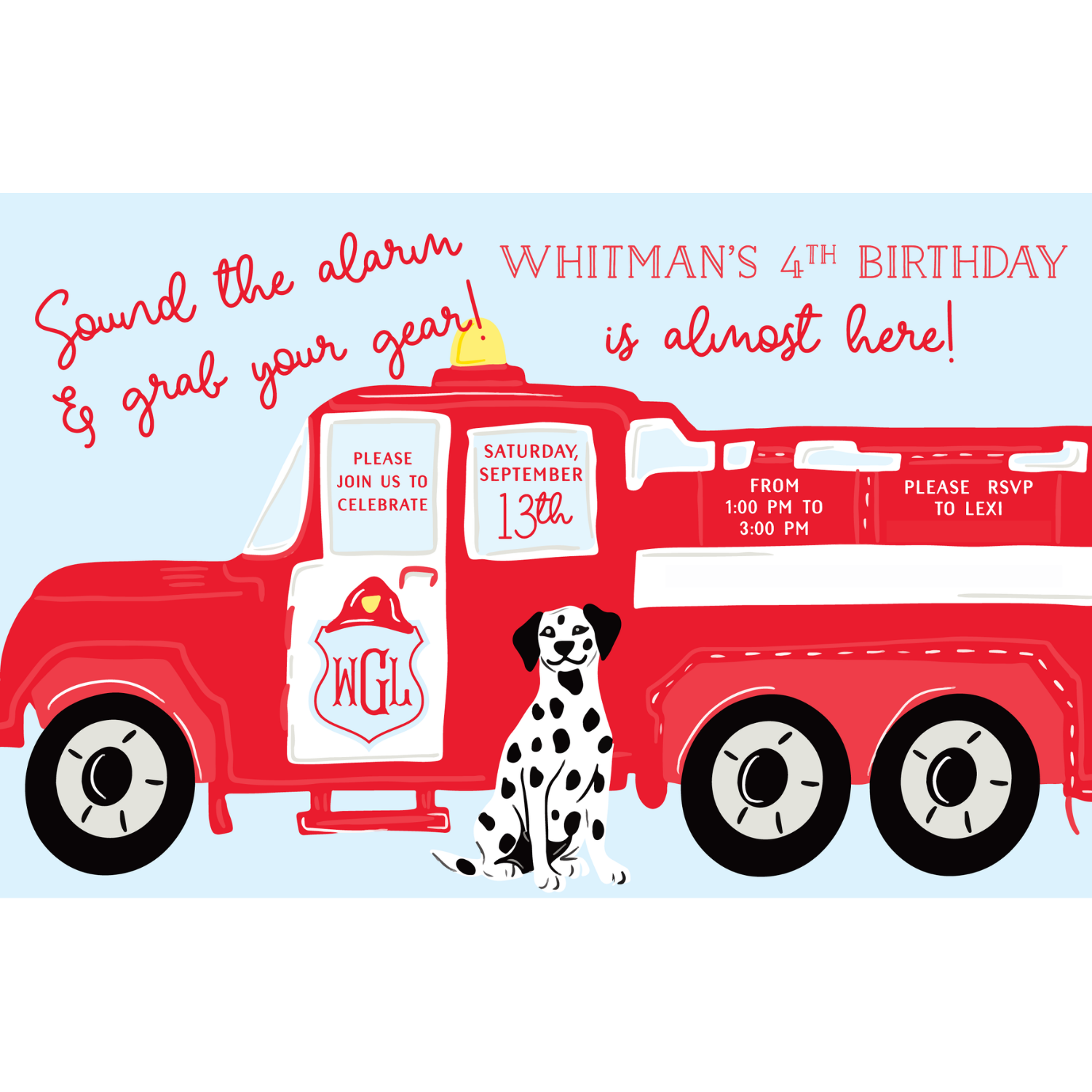 Sound the Alarm! Firetruck Theme Invitation