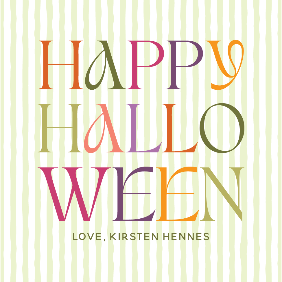 Green Stripe Happy Halloween Gift Tag