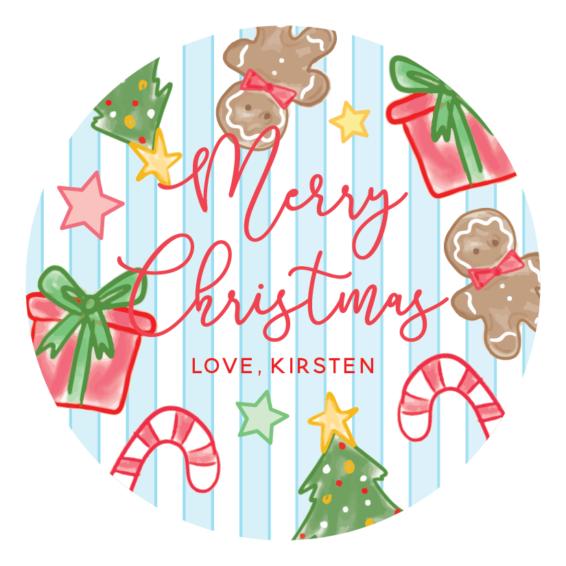 STICKER SHEET  - Blue Stripe Christmas Icon