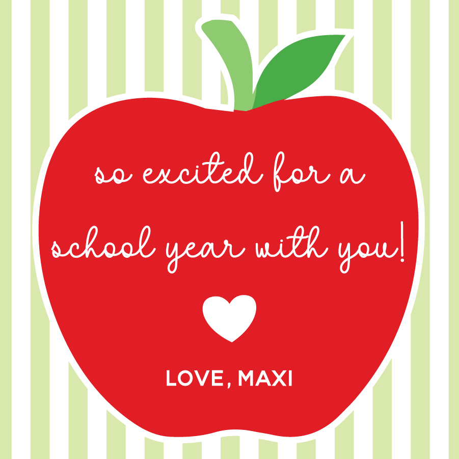 Stripes & Apple School Gift Tag RED