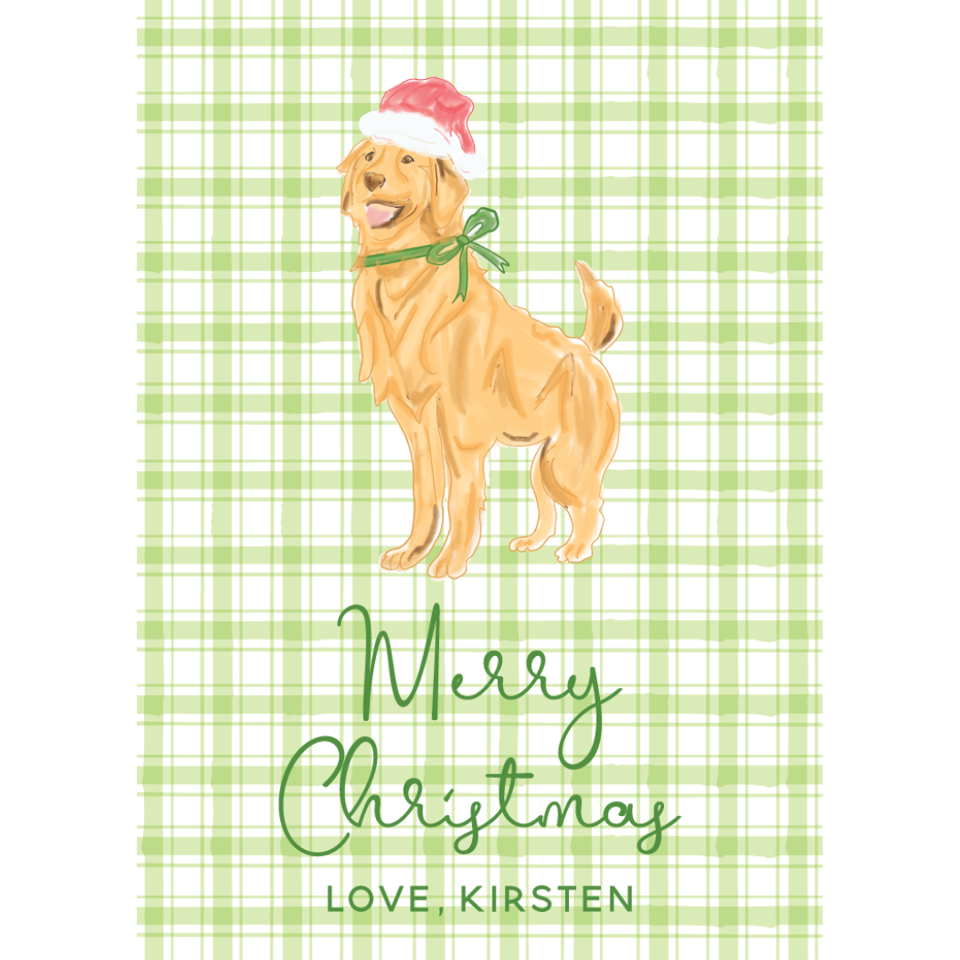 Golden Retriever Christmas Gift Tag - GREEN PINK BLUE RED OPTIONS