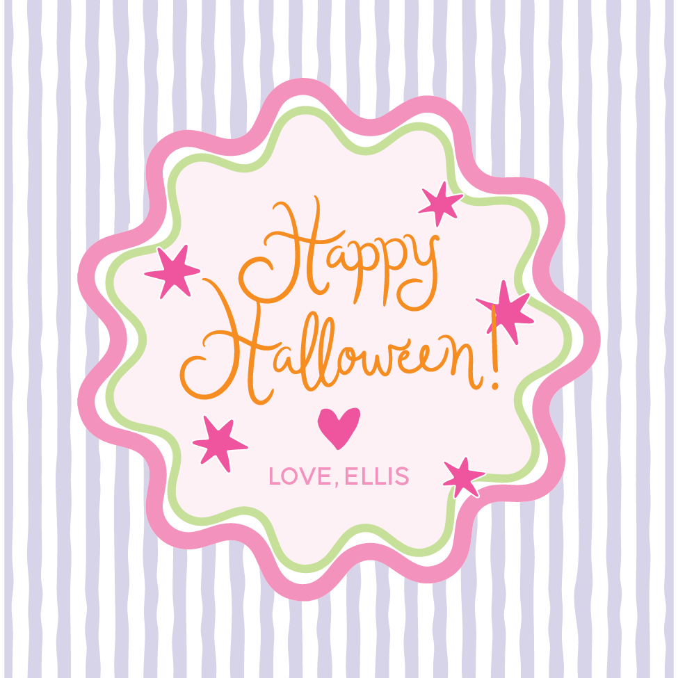 Purple Stripe Starburst Happy Halloween Gift Tag