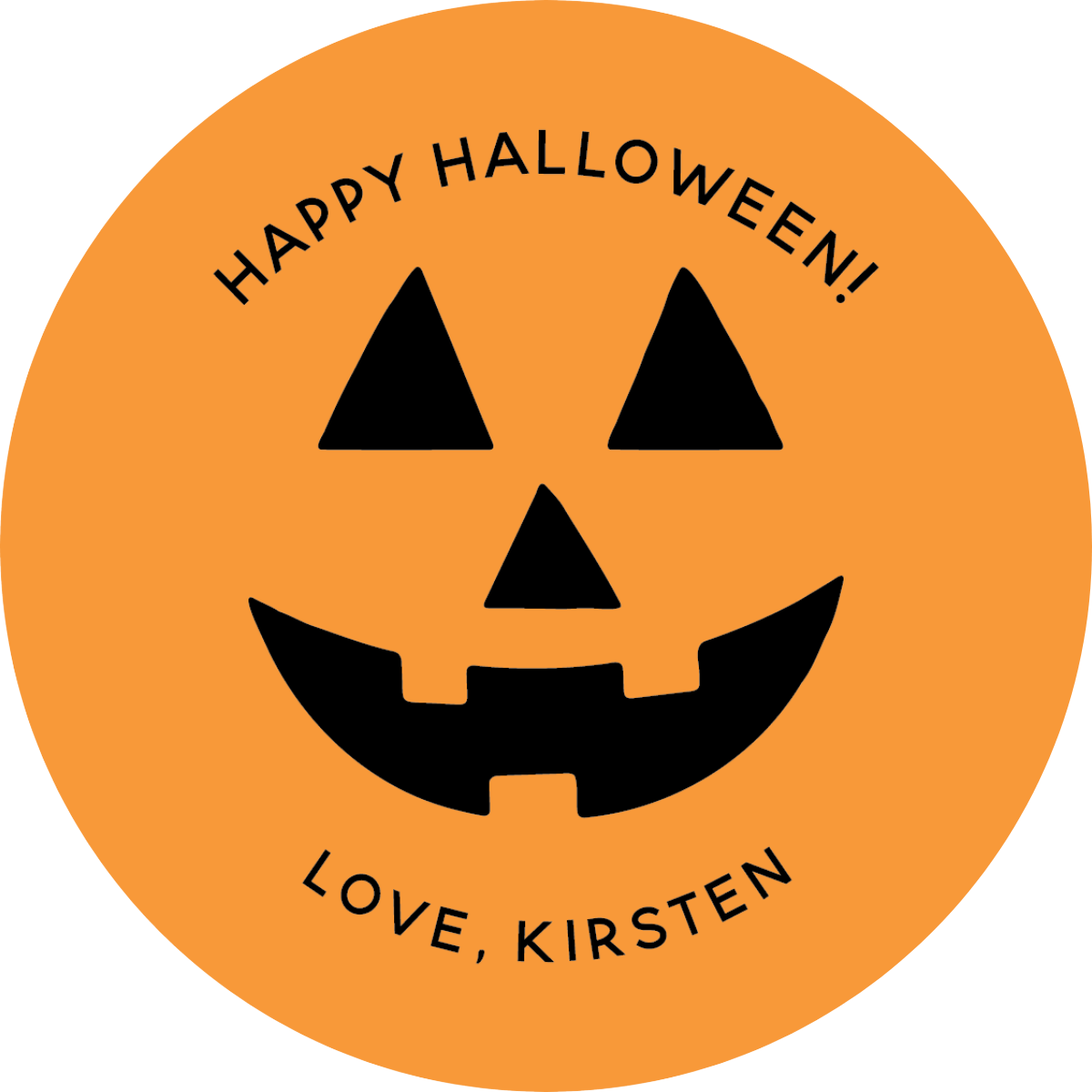Jack-o'-lantern Circle Gift Tag - ORANGE