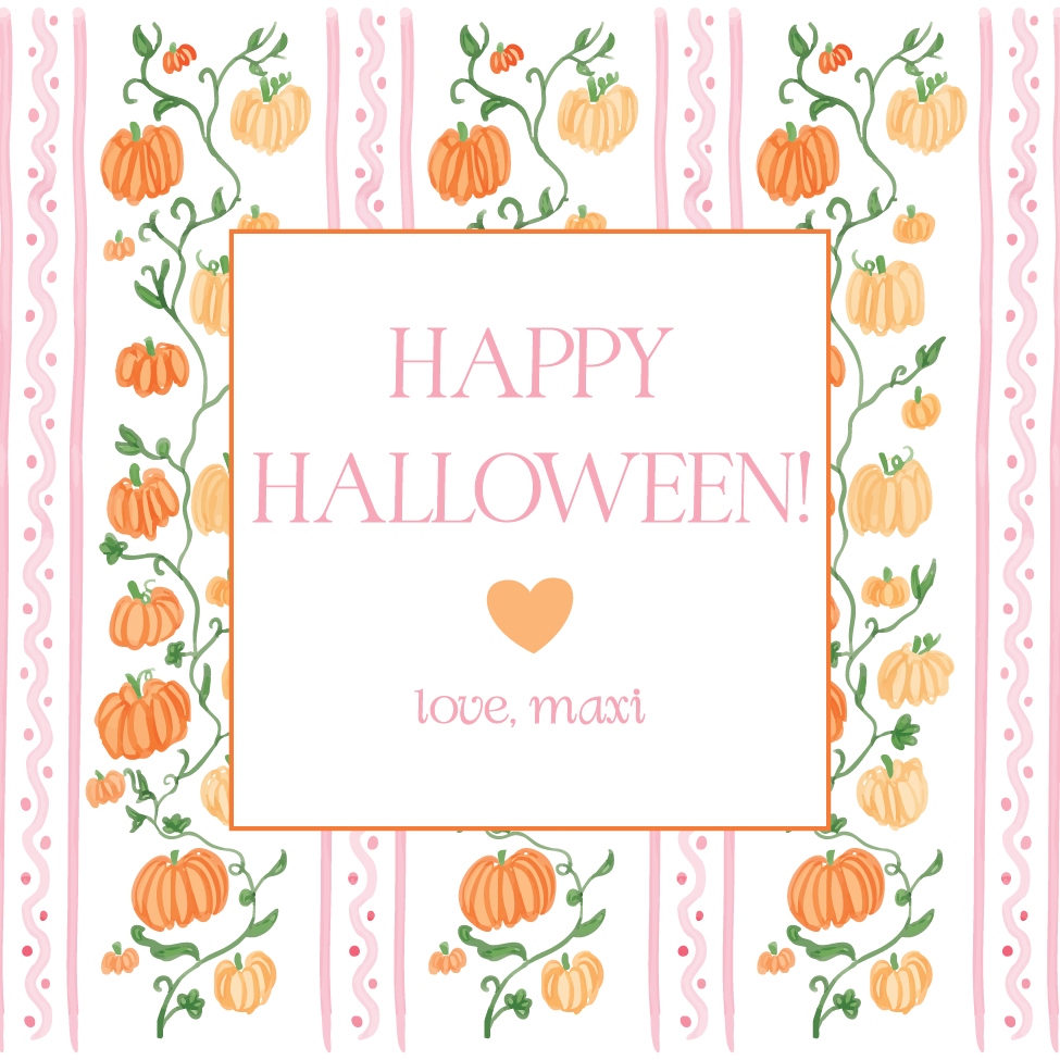 Watercolor Pumpkins & Vines Gift Tag - PINk