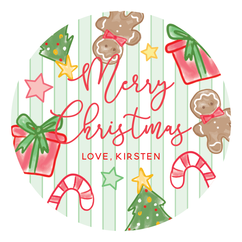 STICKER SHEET  - Green Stripe Christmas Icon