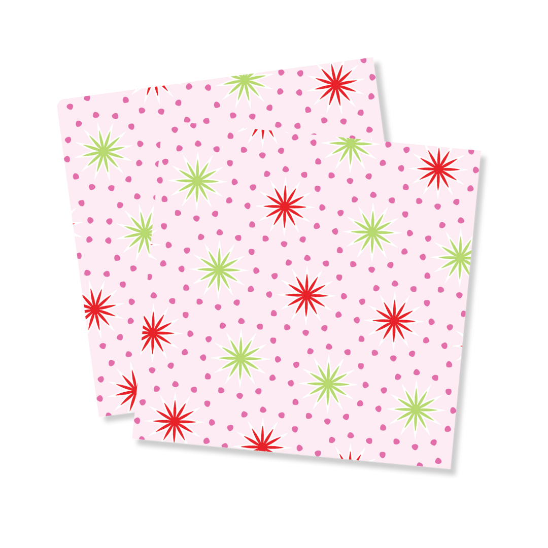 Pink Stars Pattern Double Sided Coasters