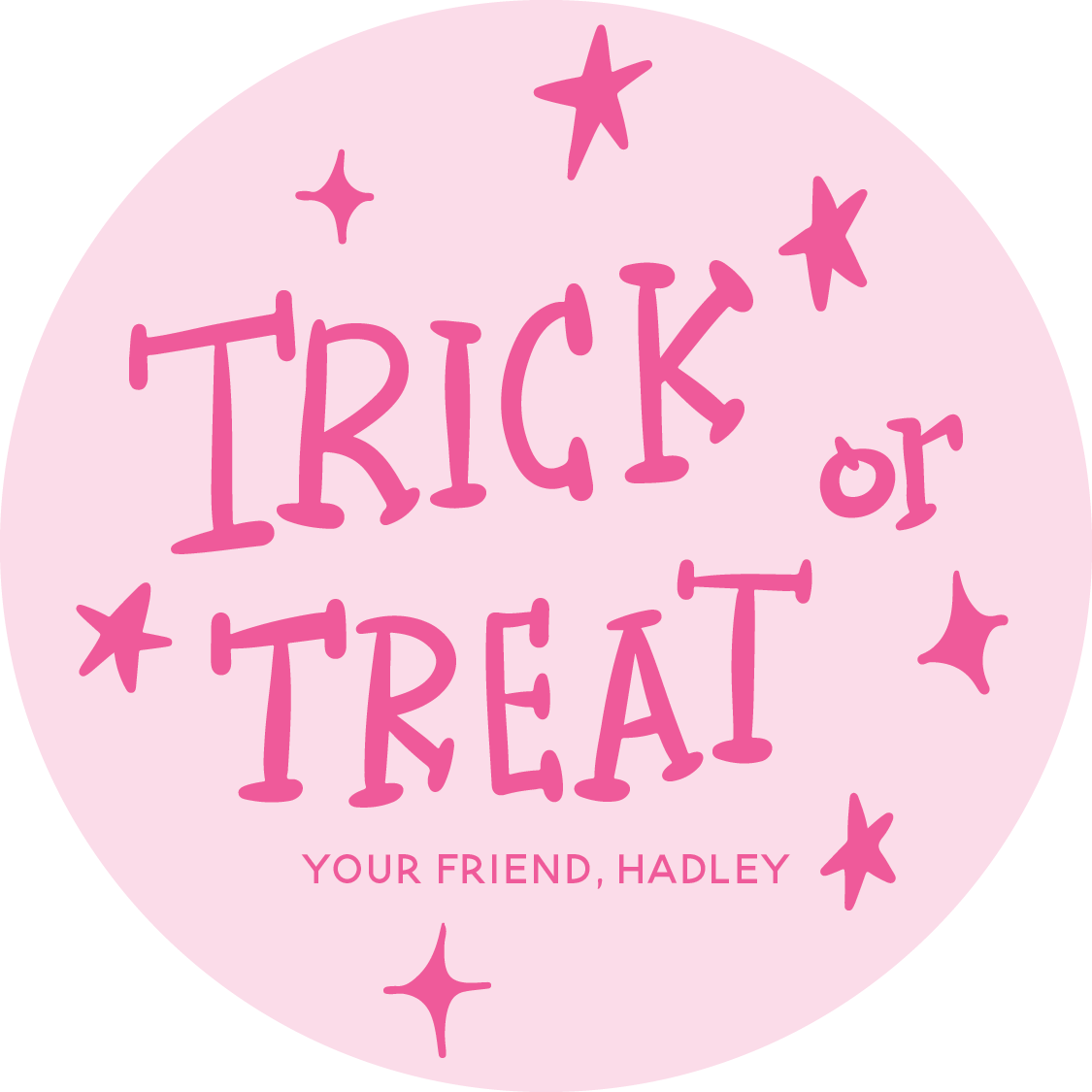 Trick or Treat Circle Gift Tag - PINK