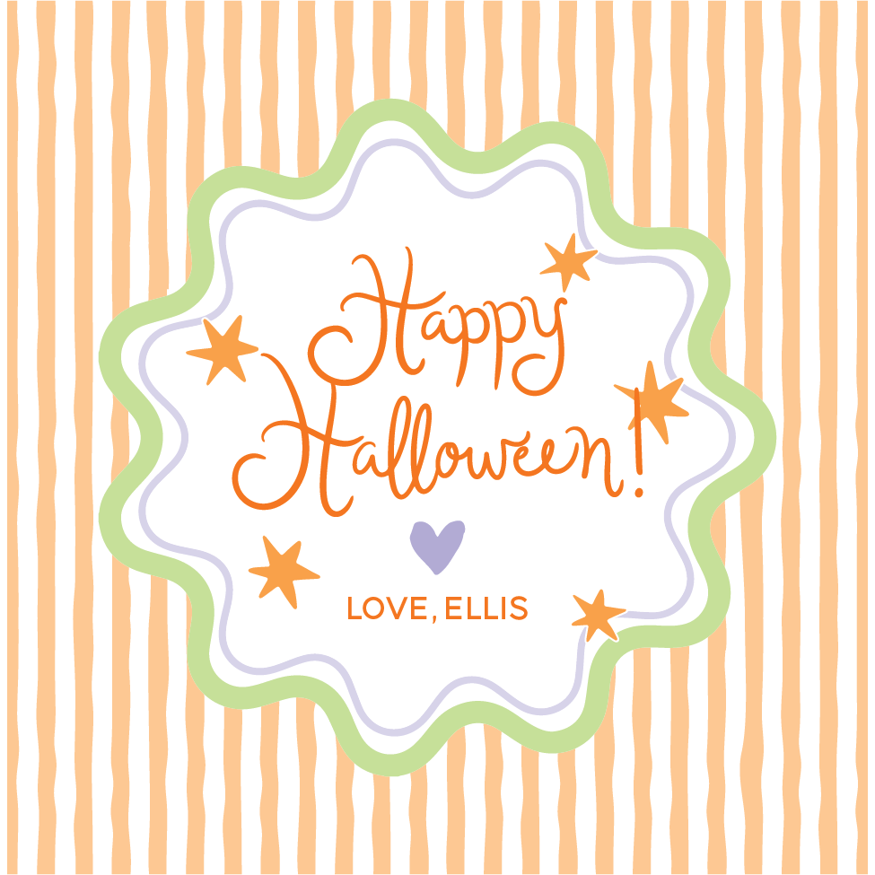 Orange Stripe Starburst Happy Halloween Gift Tag