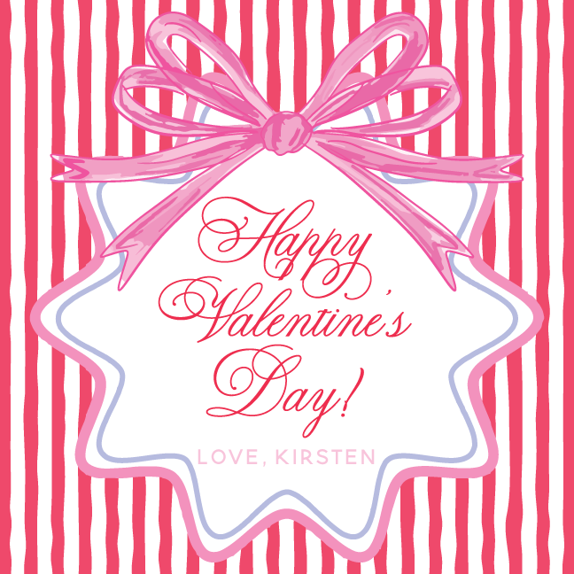 Bow Squiggle Stripes HVD Gift Tag - RED