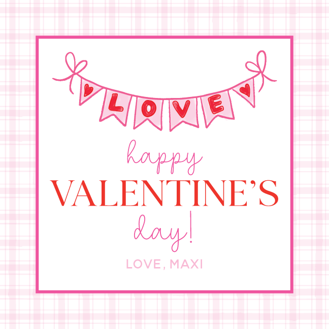 Valentine's Love Garland Gift Tag - PINK