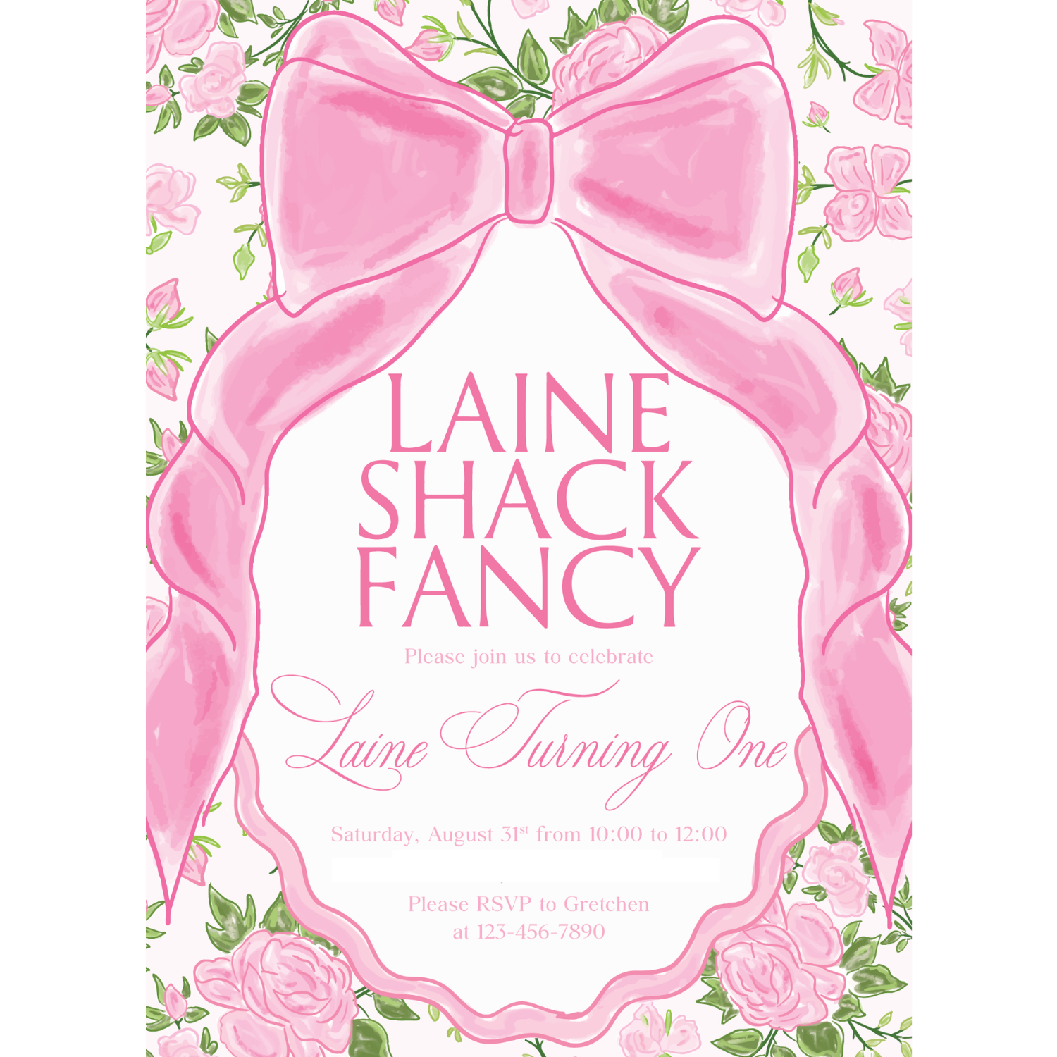 Love Shack Fancy Big Bow Theme Invitation