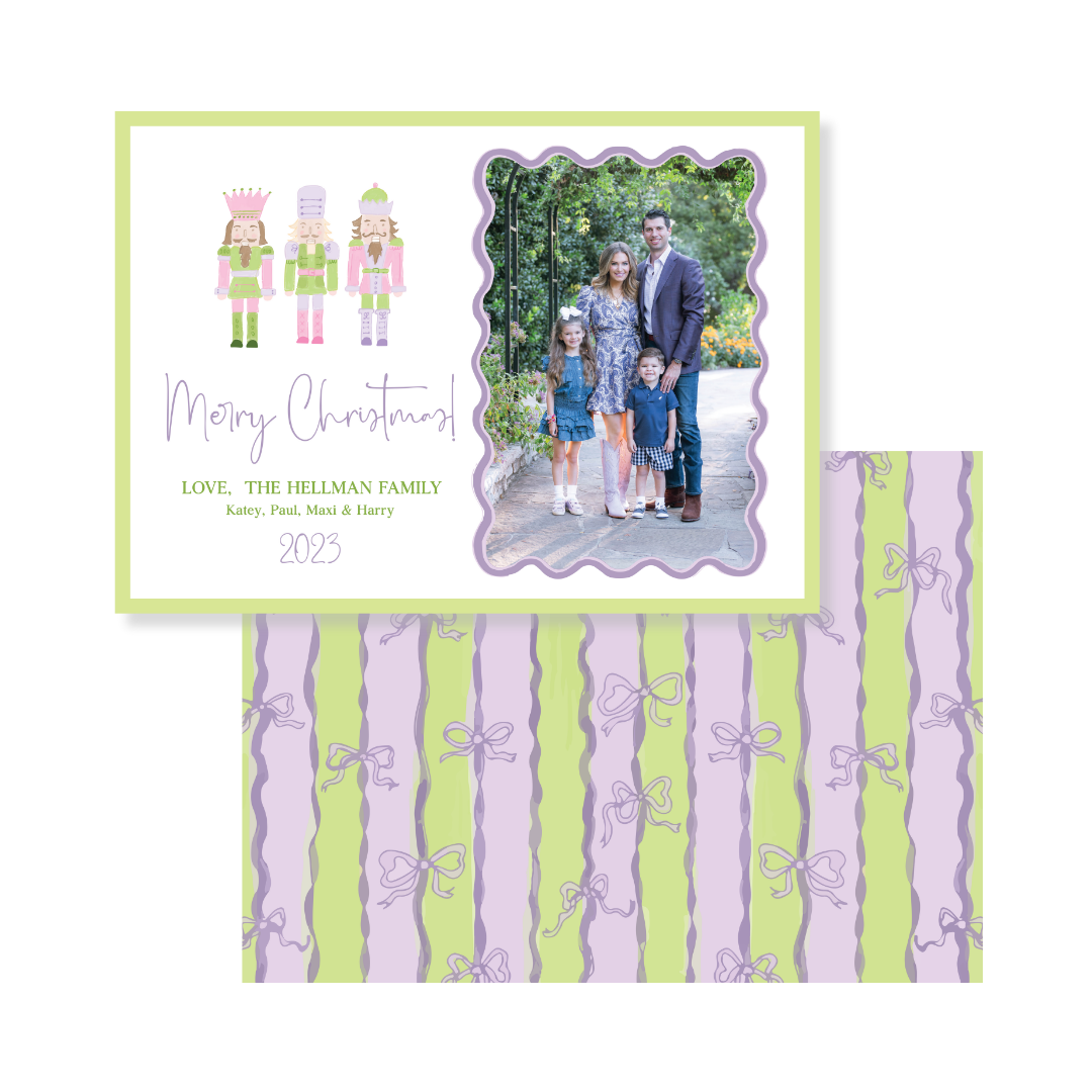 Lavender & Lime Nutcrackers  Christmas Card - Horizontal
