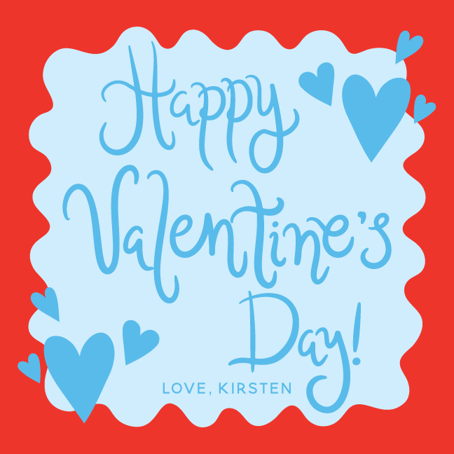 Happy Valentine's Day Abstract Squiggle Gift Tag - BLUE