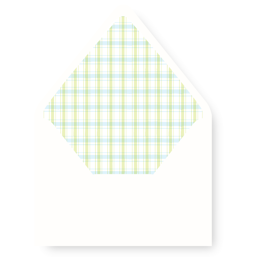 Nativity Christmas Card Envelope Liner - BLUE/GREEN GINGHAM
