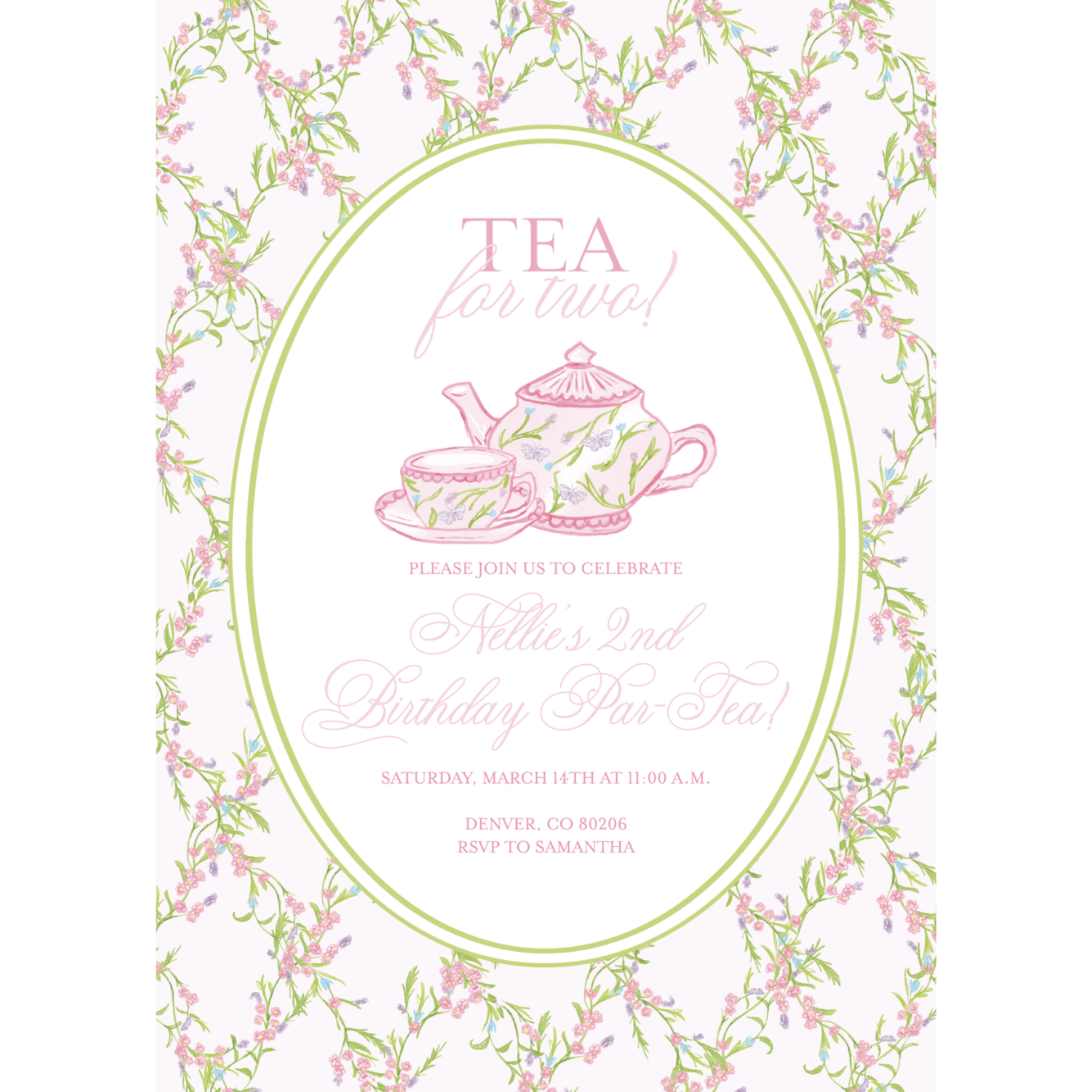 Tea for 2 Birthday Invitation