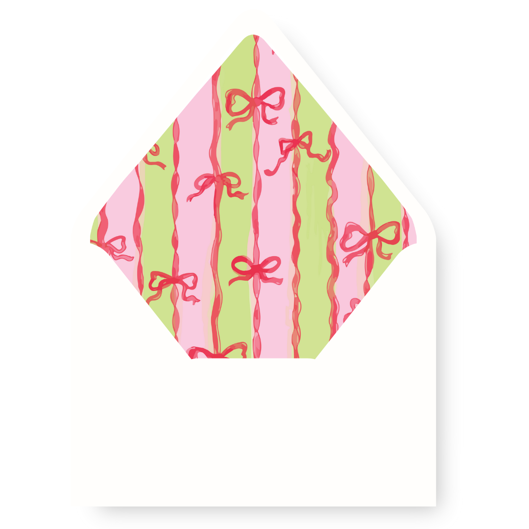 Peace On Earth Red Ribbon Bow Christmas Card Envelope Liner