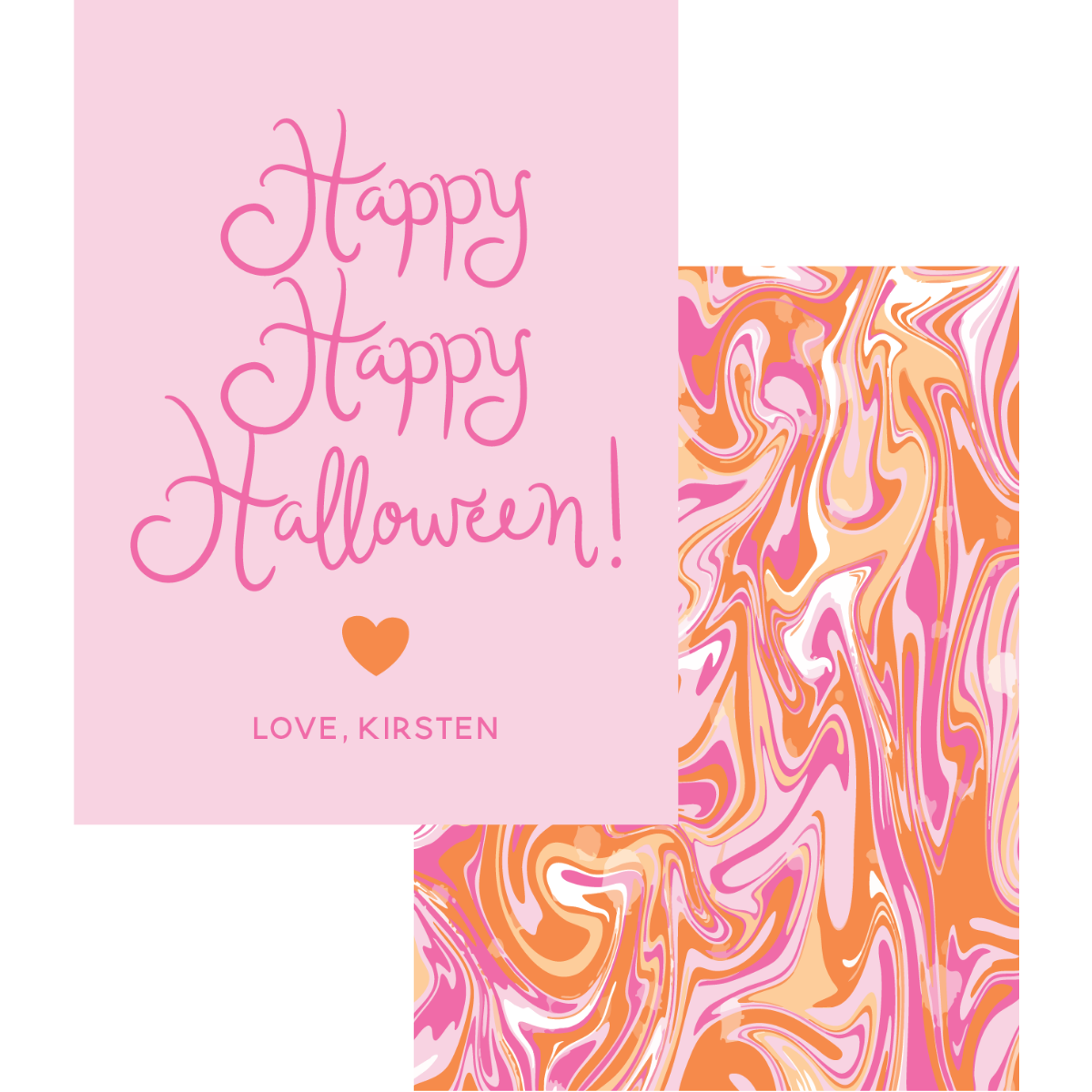 Happy Happy Halloween Pink & Orange Marble Gift Tag