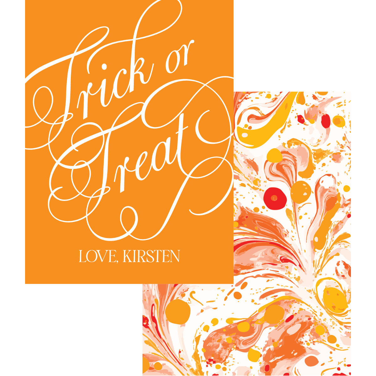 Trick or Treat Orange Marble Gift Tag