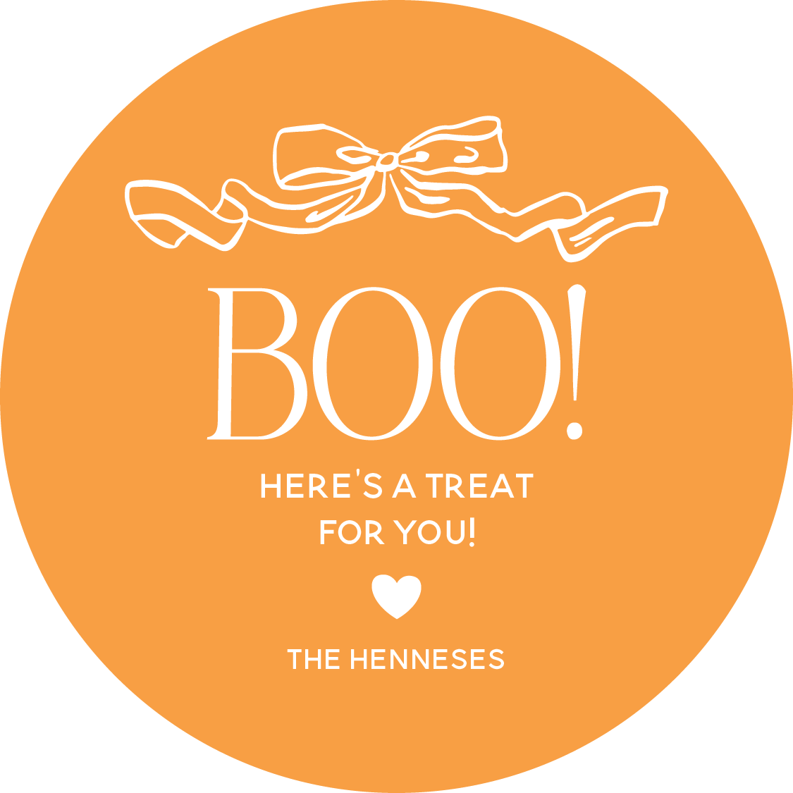 BOO! A Treat For You Circle Gift Tag - ORANGE