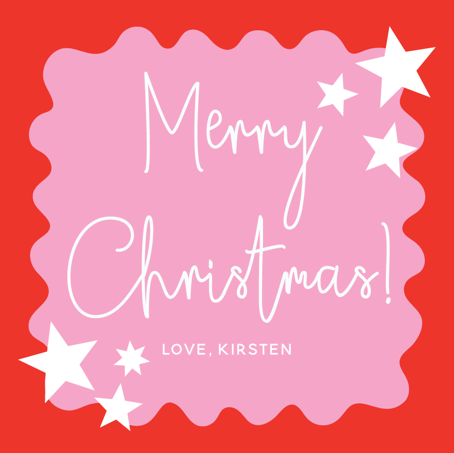 Merry Christmas Abstract & Stars Gift Tag - RED