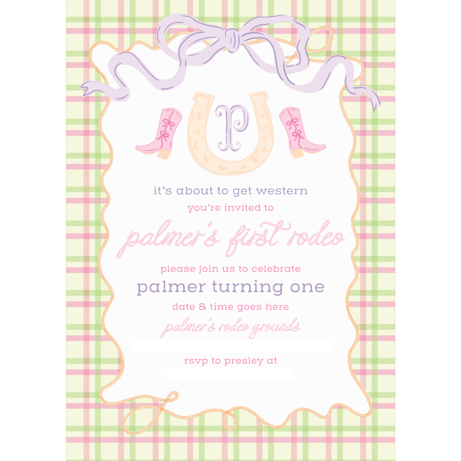 Girly Western Rodeo Theme Invitation