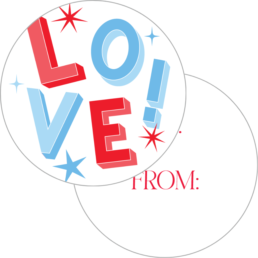 Blue LOVE! Circle Gift Tag