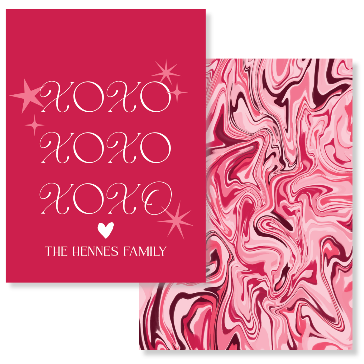 X O X O Deep Red/Pink Marble Gift Tag