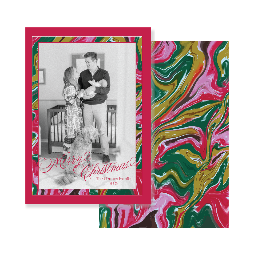 Chic Oil Texture Marble Christmas Card