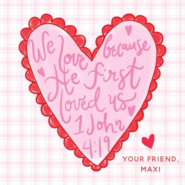 We Love Because He First Loved Us Gift Tag - PINK