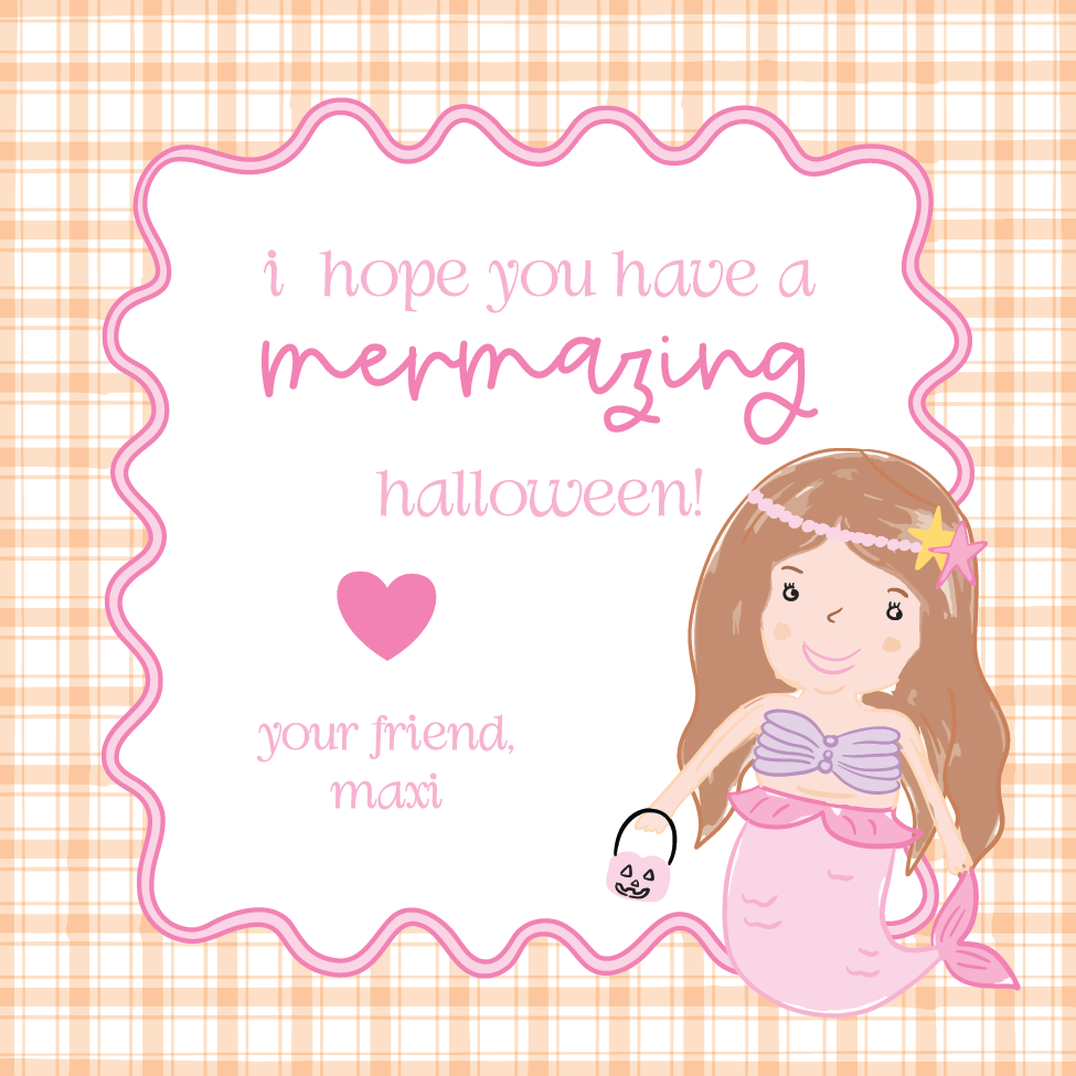 Mermaid Theme Halloween Gift Tag