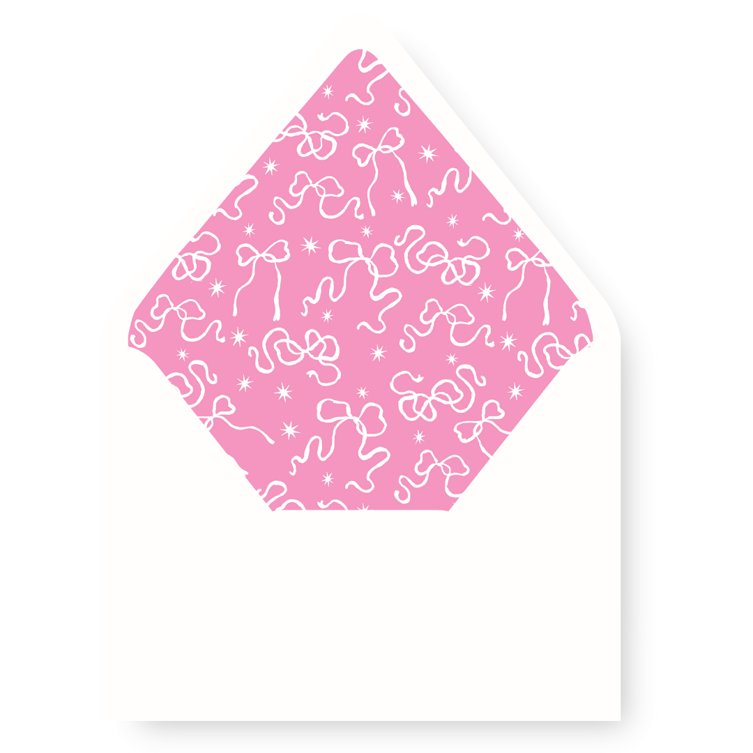 So Very Merry Bows & Stars Envelope Liner - PINK