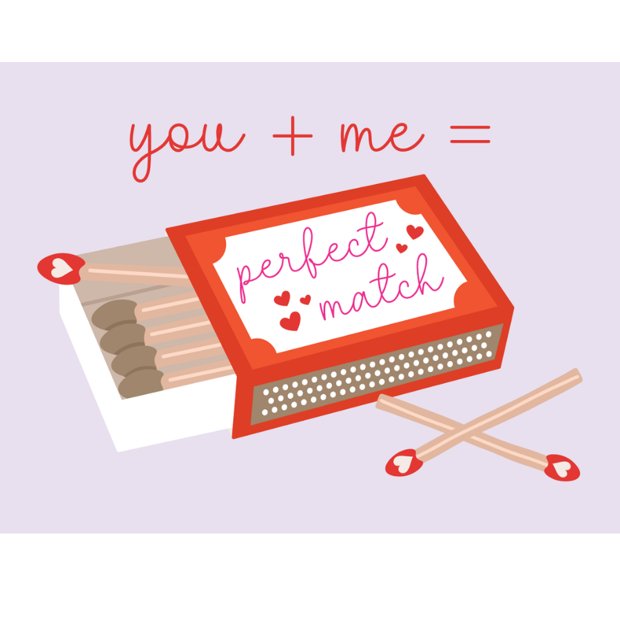 You + Me = Perfect Match Greeting Card