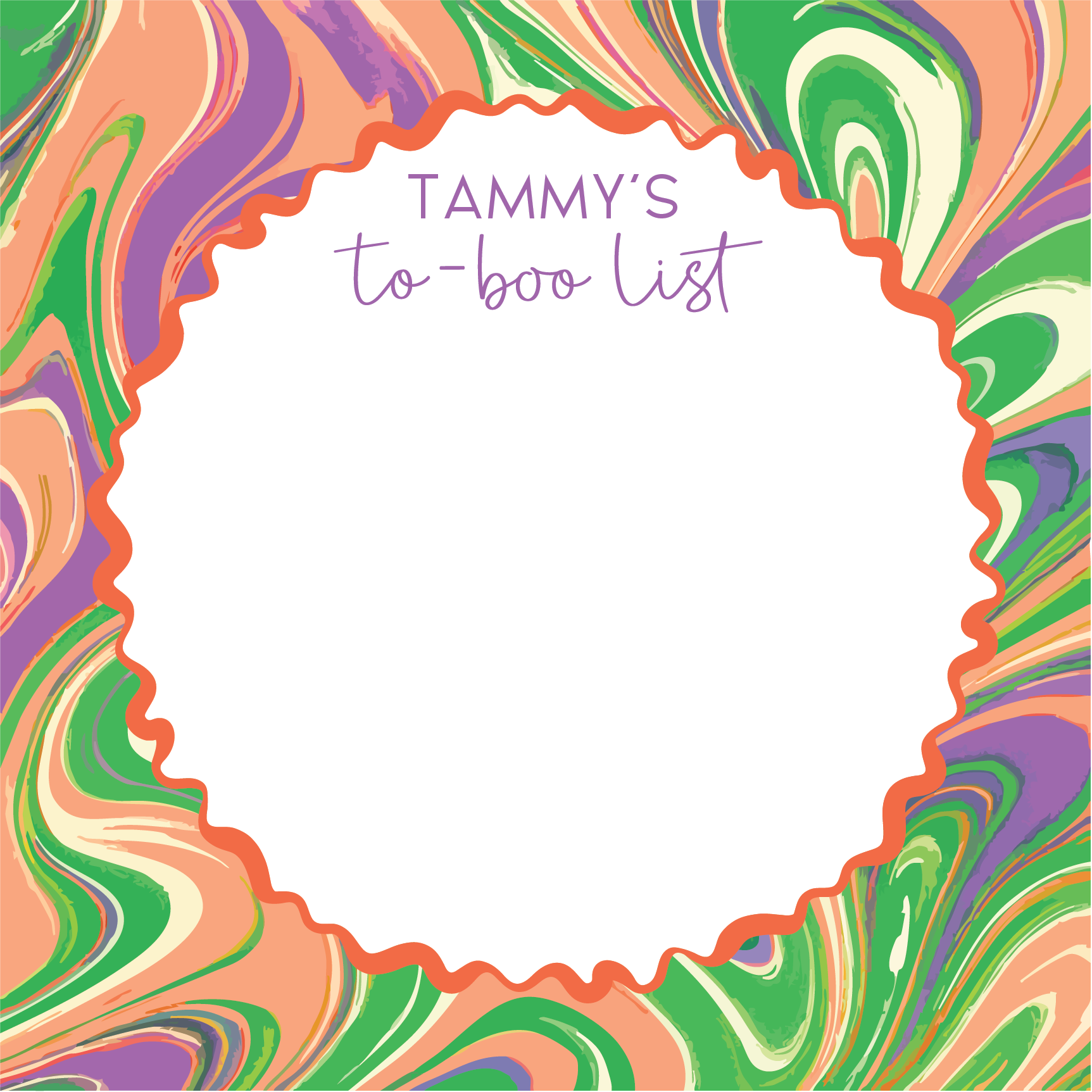 Halloween Orange Purple & Green Marble Custom Notepad