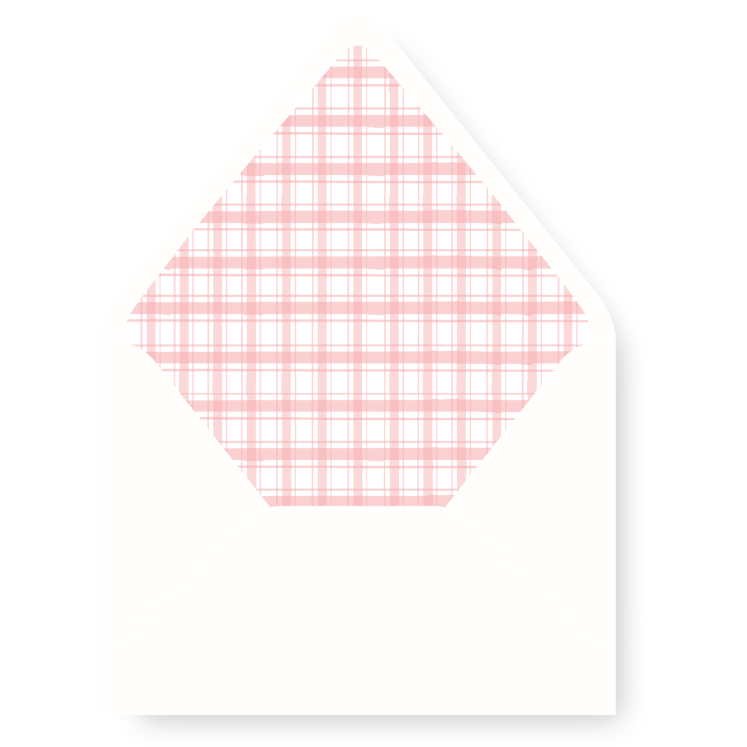 Red & Green Gingham & Stars  Christmas Card Envelope Liner  - Red Gingham