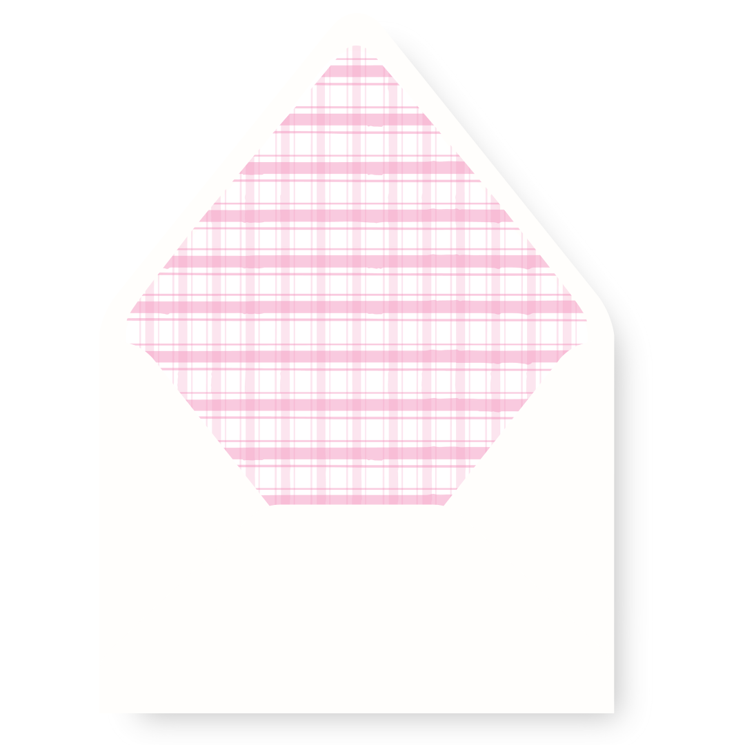 Pink & Green Gingham & Stars  Christmas Card Envelope Liner  - PINK GINGHAM