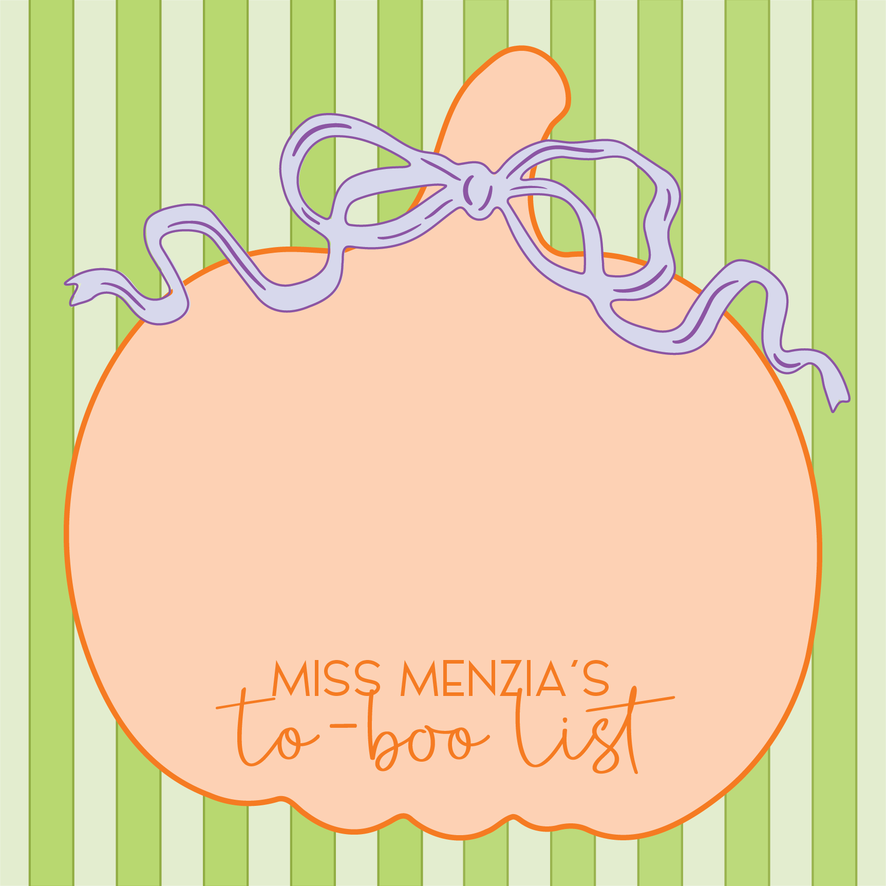 Green Stripe & Pumpkin Custom Notepad