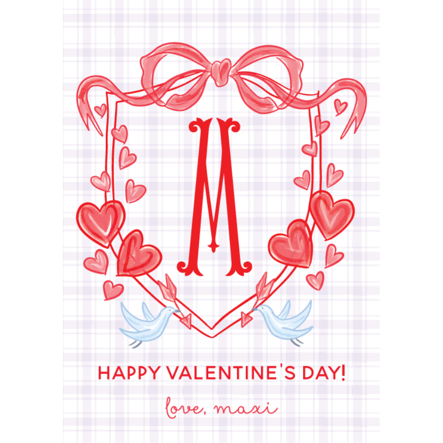 Valentine's Crest Gift Tag - PURPLE