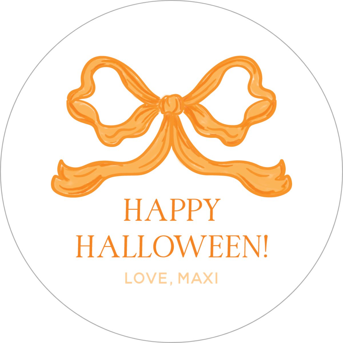 Happy Halloween Bow Circle Gift Tag