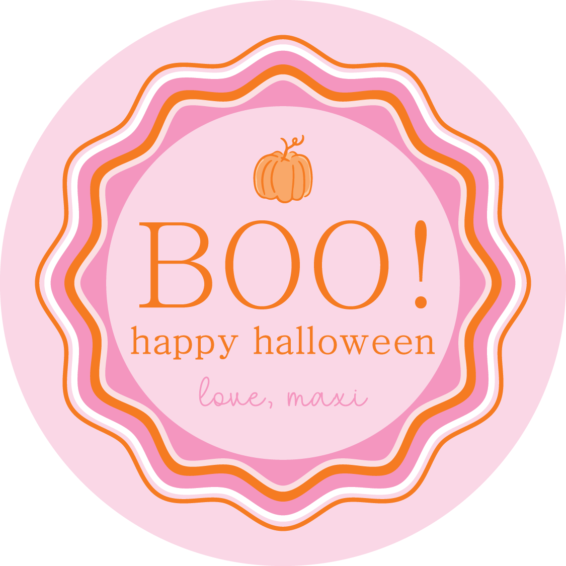 BOO! Happy Halloween Circle Gift Tag - PINK