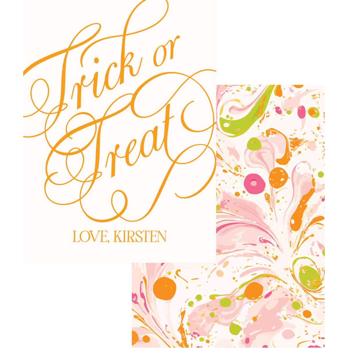 Trick or Treat Pink, Orange & Green Marble Gift Tag