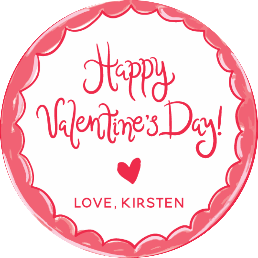 Red Scallop Circle Gift Tag